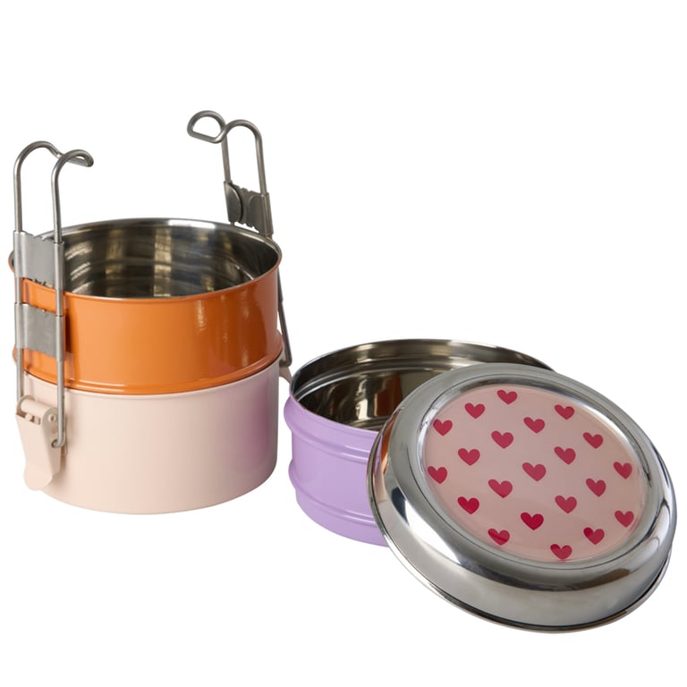Rice Runde Edelstahl-Brotdose mit Heart Print 1