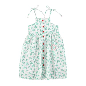 Piupiuchick Langes Kleid, ecru - green flowers all-over
