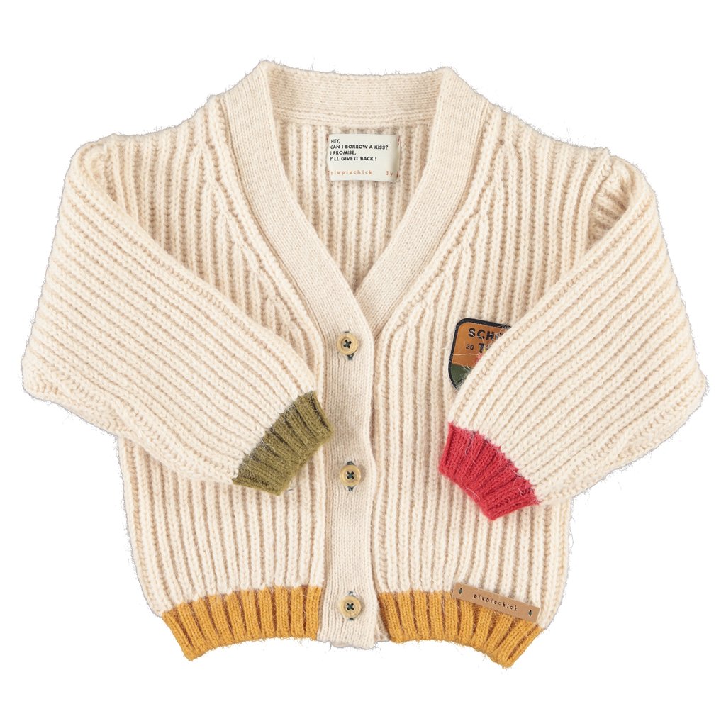 Piupiuchick Strick-Cardiganjacke mit Patch, ecru