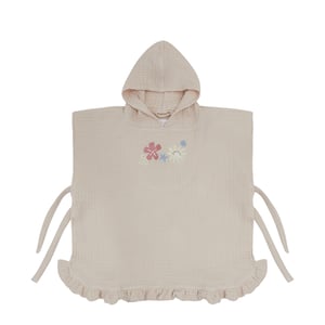 Leevje Musselin Poncho Sunshine and Wild Flowers, cappucchino (Größe 2 bis 4 Jahre)