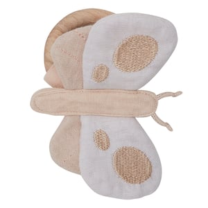 Leevje Baby Rassel Musselin mit Holzring Butterfly, Lavender