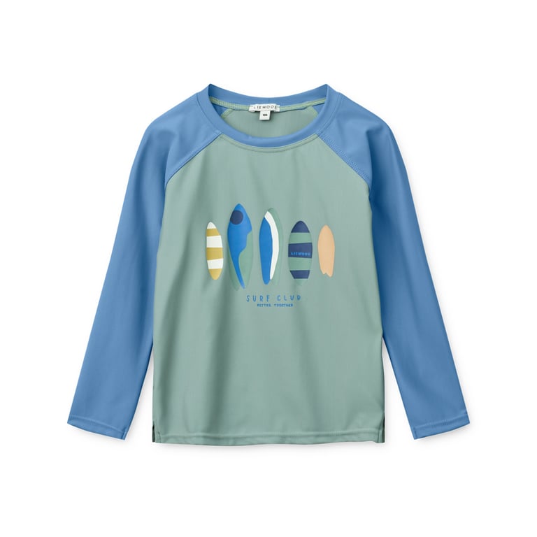 Liewood Schwimm-Langarmshirt Noah Placement, Boards/ Light peppermint