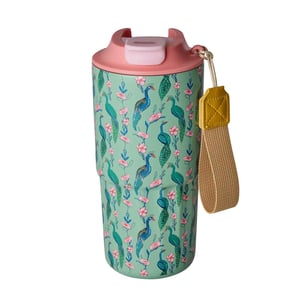 Rice Großer Edelstahl Thermosbecher, Peacock Power Print