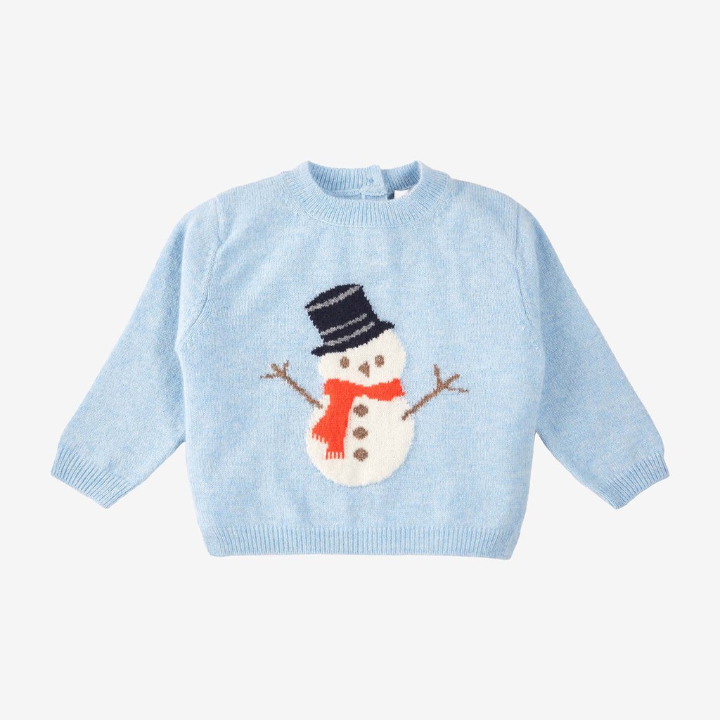 Papa Lobster Pullover Snowman, hellblau mélange + mehrfarbig