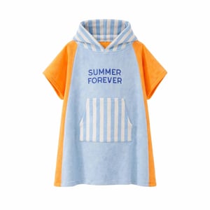 Chamaye Bade-Poncho Frottee Summer Forever, blue and orange (circa 1 bis 3 Jahre)