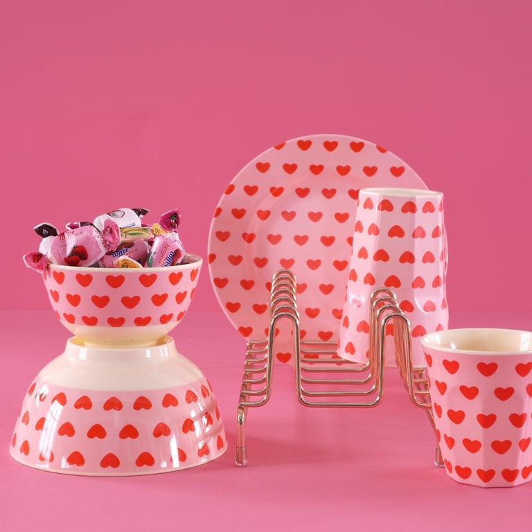 Rice Melamin Medium Becher Sweet Hearts Print, hellrosa 1