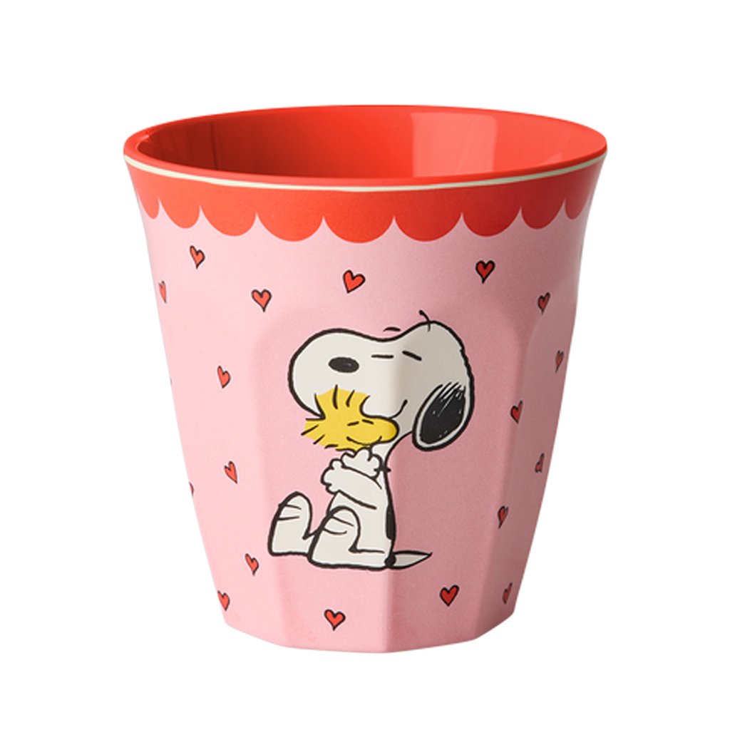 Rice x Peanuts Melamin Becher Medium mit Pink Snoopy Print