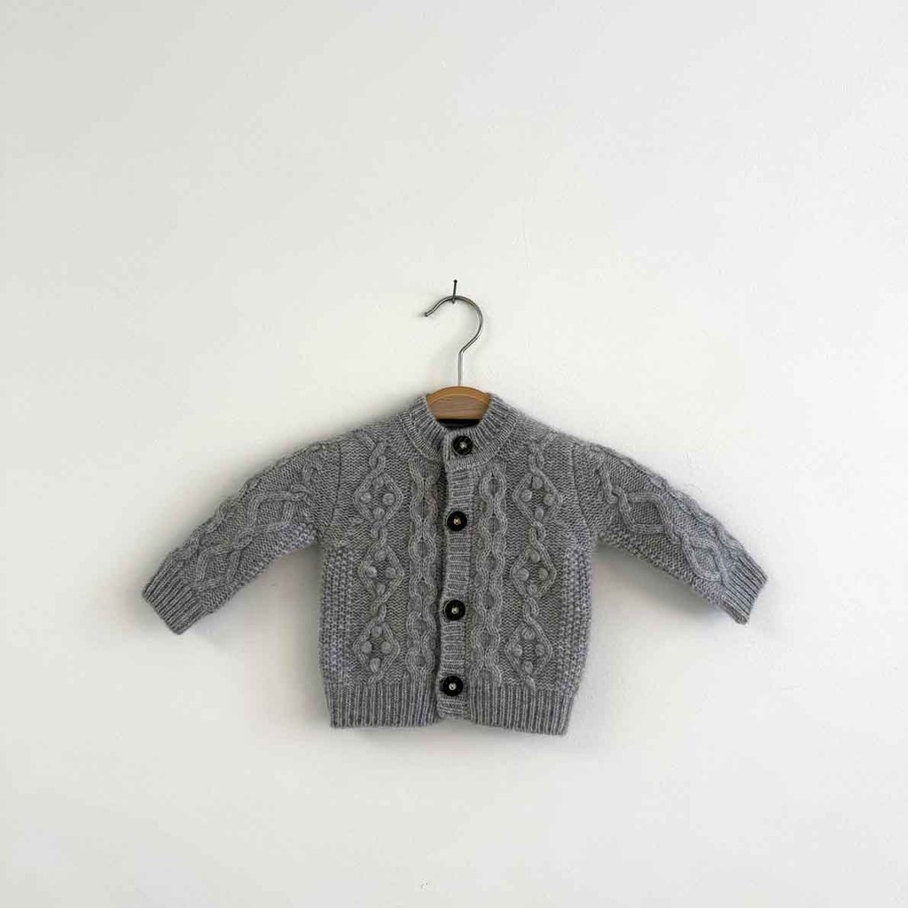 Papa Lobster Cardigan Strickjacke Charlotte, hellgrau mélange + dunkelgrau mélange