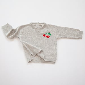 Papa Lobster Pullover Cherry, hellgrau mélange + mehrfarbig