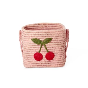 Rice Raffia Korb klein mit Big Cherry Design