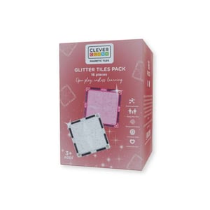 Cleverclixx Glitter Tiles Pack Transparent/Rosa (16 Teile)