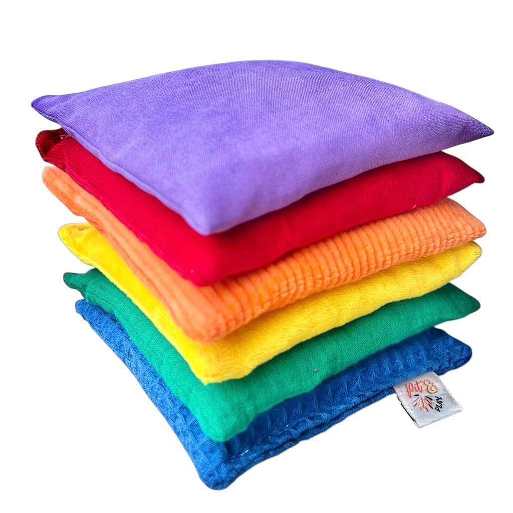 Pit & Play Rainbow Bean Bags 6er Set (Sensorische Kirschkern-Säckchen)