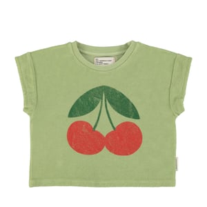 Piupiuchick T-Shirt, light olive with cherry print