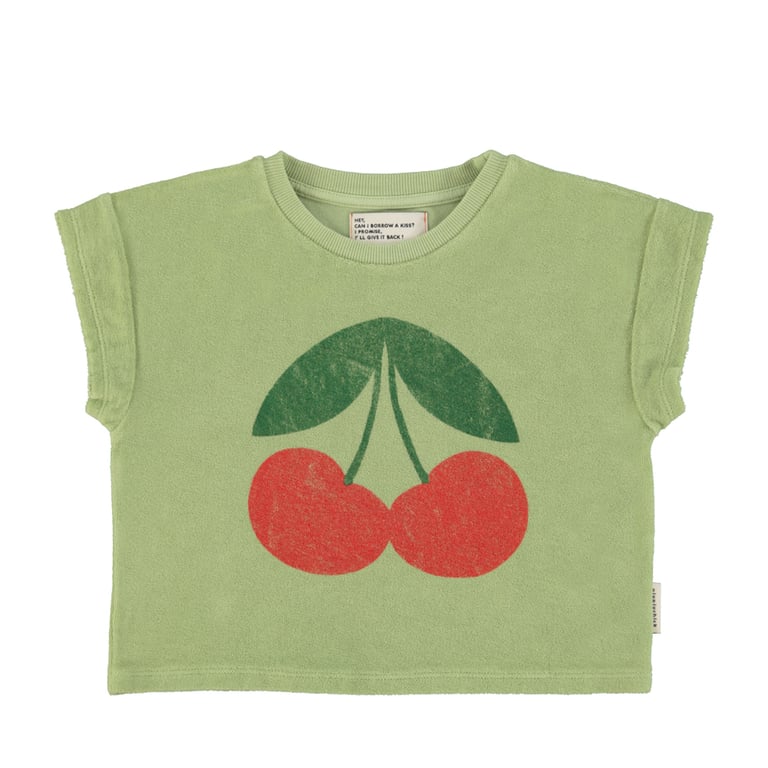 Piupiuchick T-Shirt, light olive with cherry print