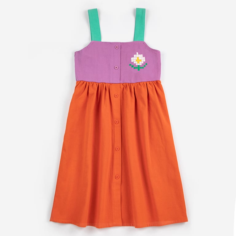 Bobo Choses Kleid Pixel Daisy color block, multicolor