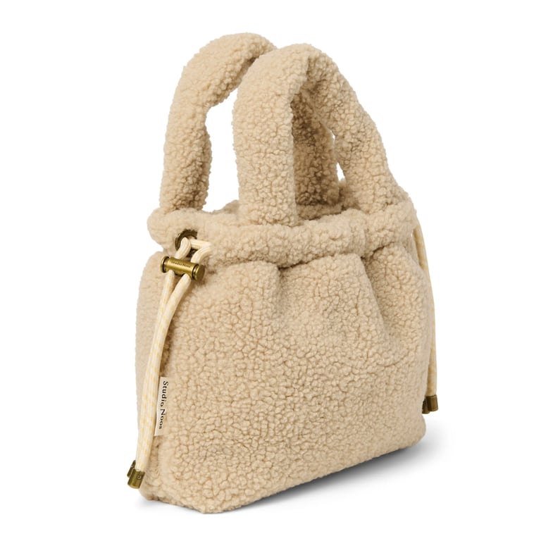 Studio Noos Mini-Handtasche Ecru Teddy Drawstring 1