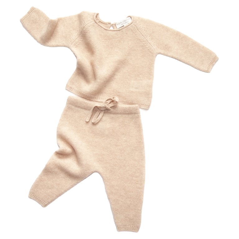 Papa Lobster Kaschmir Babyset Anouk (Pulli & Hose), allnatural beige mélange (Gr. 62)