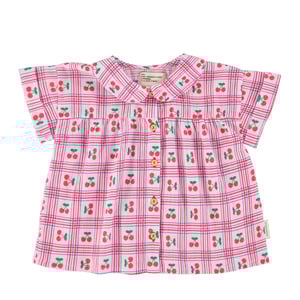 Piupiuchick Bluse mit Peter-Pan-Kragen, Lilac mit Cherry-Print
