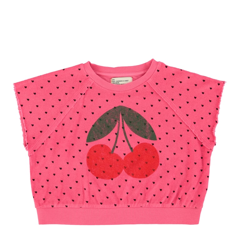 Piupiuchick Ärmelloses Frottee-Sweatshirt, cherry print