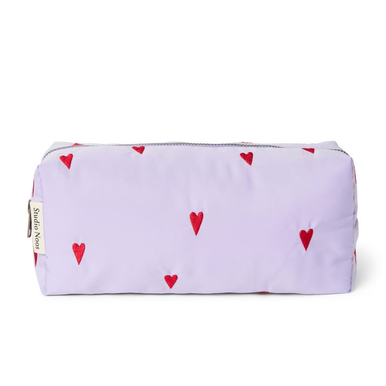 Studio Noos Kulturbeutel Puffy Pouch Purple Hearts