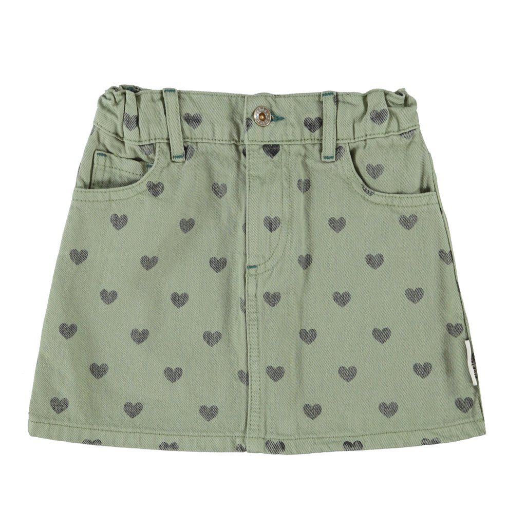 Piupiuchick Kurzer Rock, olive green mit black hearts