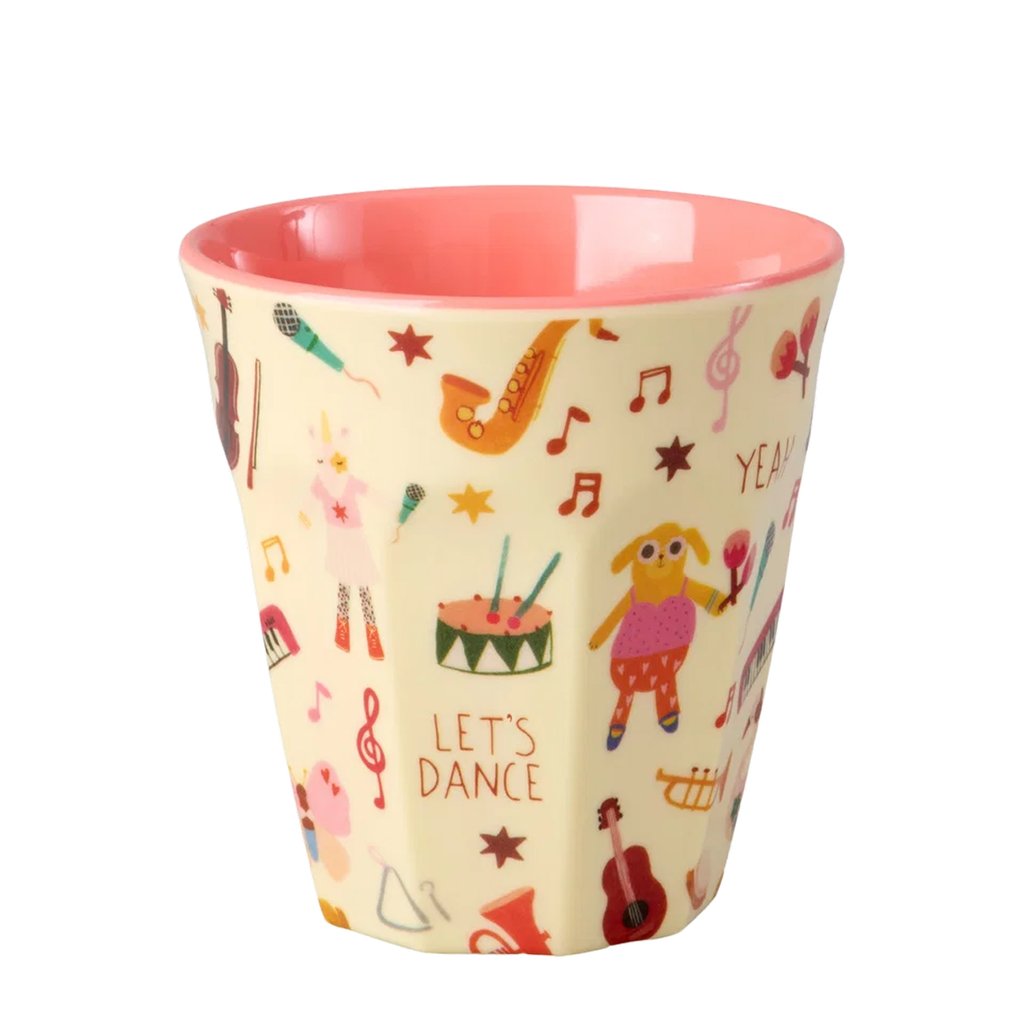 Rice Melamin Medium Becher mit Music Band Print, pink