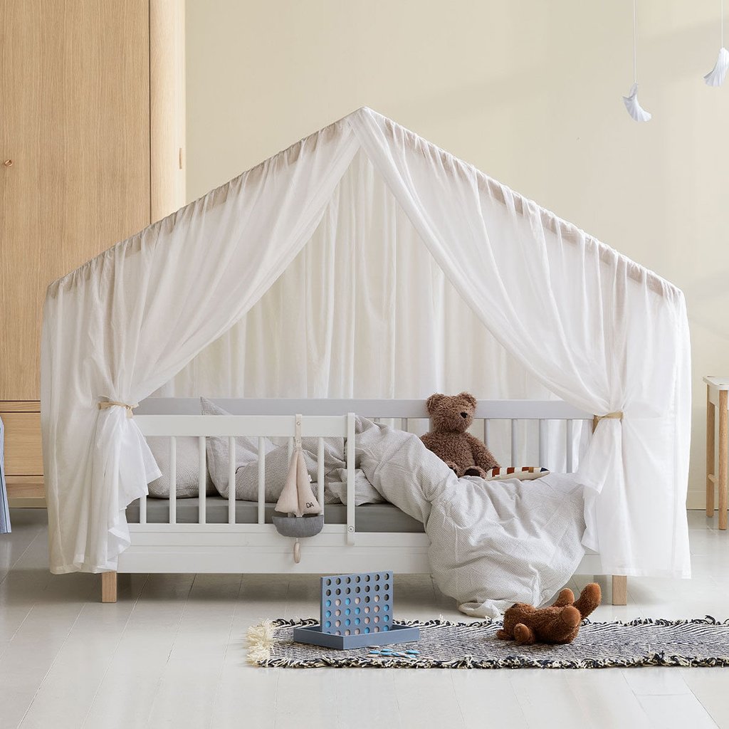 Oliver Furniture Wood Mini+ Hausbett-Zelt, transparent weiß
