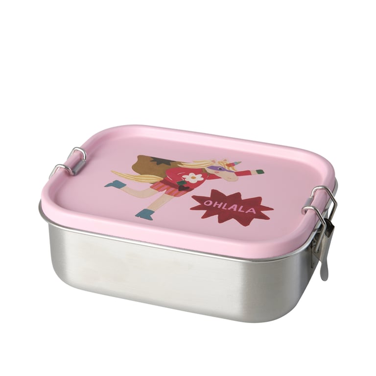 Rice Kleine Edelstahl-Lunchbox mit Hero Print, pink
