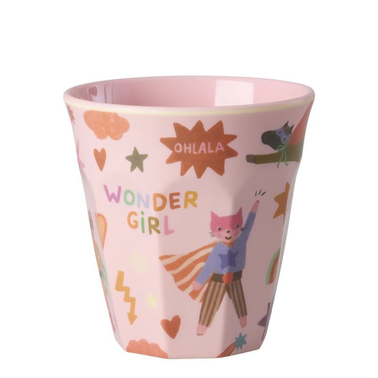 Rice Melamin Medium Becher Hero Print, pink