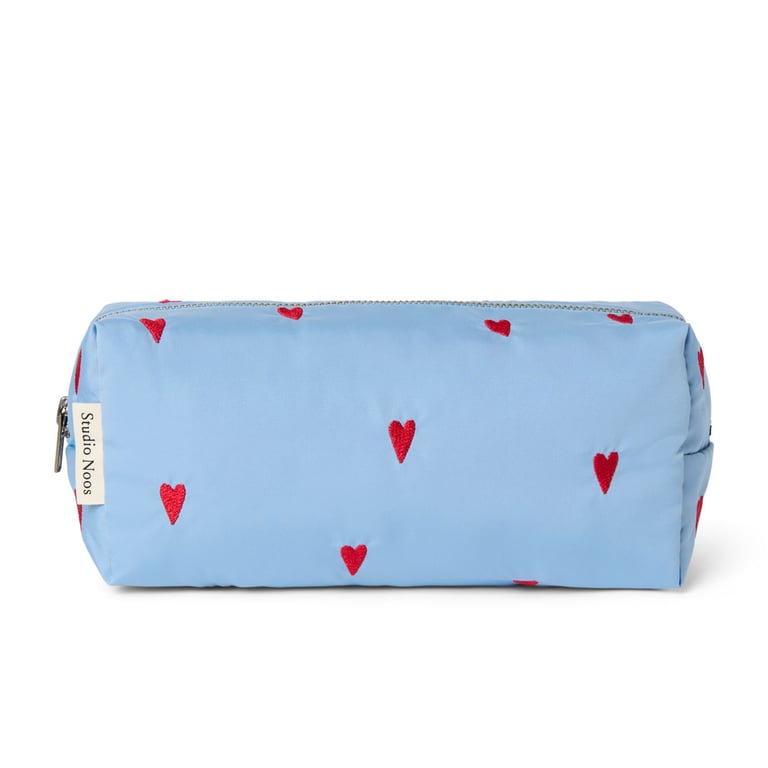 Studio Noos Kulturbeutel Puffy Pouch Light Blue Hearts