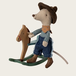 Maileg Cowboy Maus auf Schaukelpferd, Kleiner Bruder