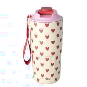 Rice Großer Edelstahl Thermosbecher, crème mit Hearts Print