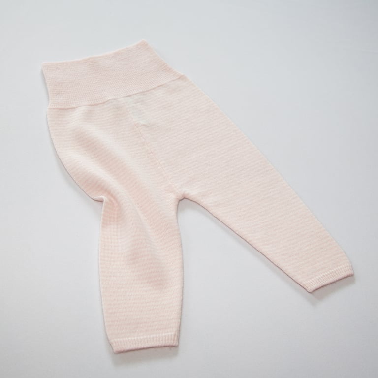 Papa Lobster Kaschmir-Babyhose Ministripe, rosé- weiß 1