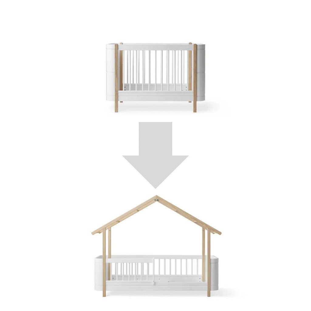 Oliver Furniture Wood Mini+ Babybett zum Hausbett, weiß/Eiche