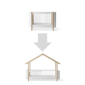 Oliver Furniture Wood Mini+ Babybett zum Hausbett, weiß/Eiche