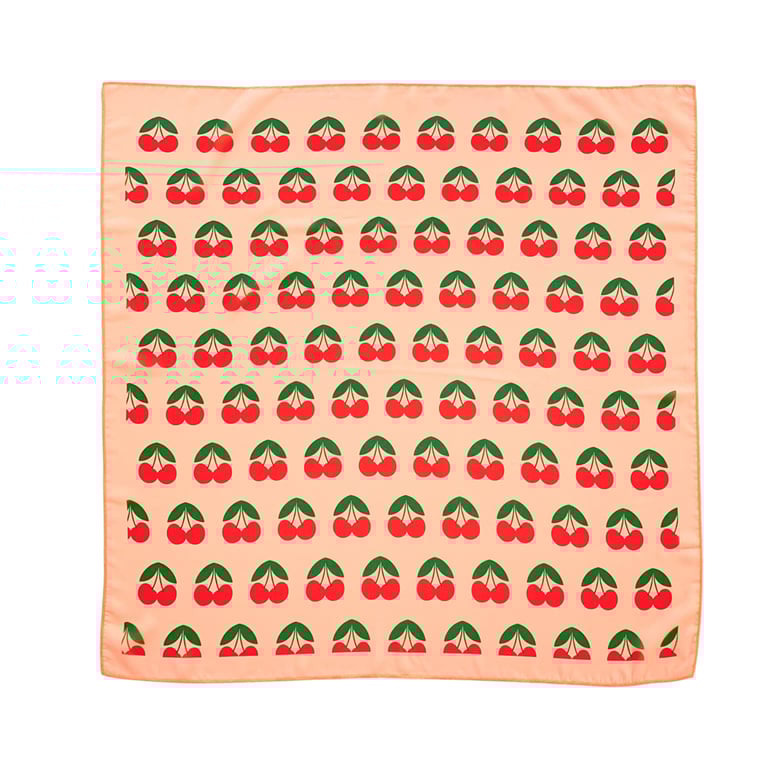 Piupiuchick Silky Bandana, coral mit Cherry-Print 1