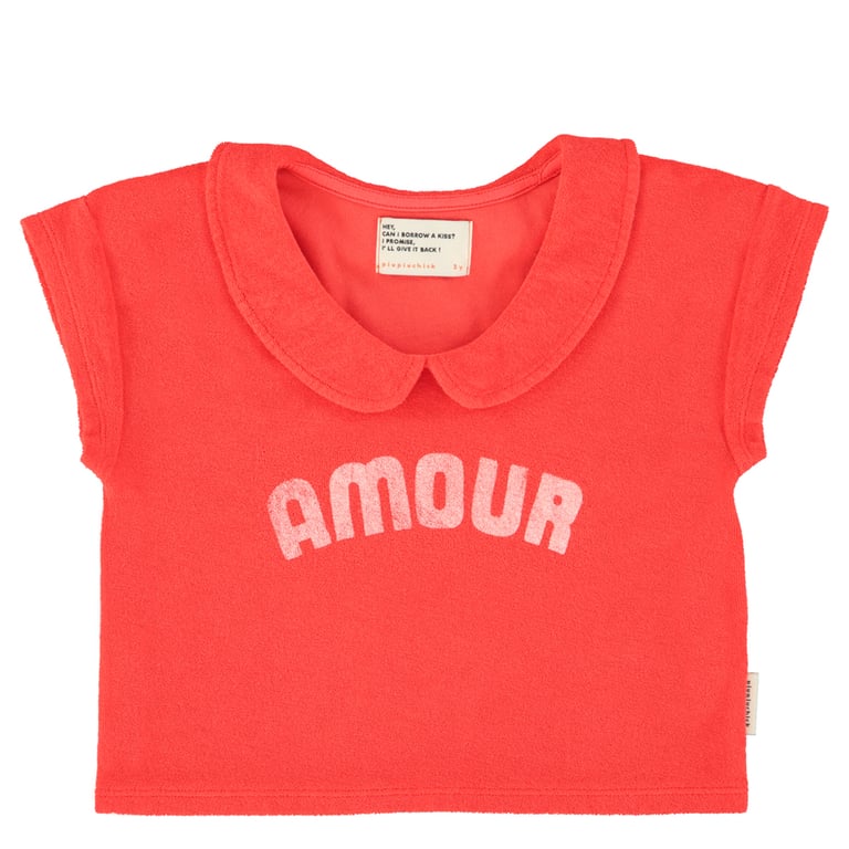 Piupiuchick T-Shirt mit Peter Pan Kragen, amour print