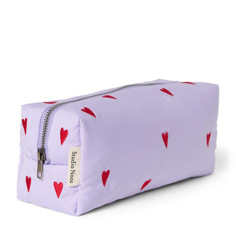 Studio Noos Kulturbeutel Puffy Pouch Purple Hearts 1