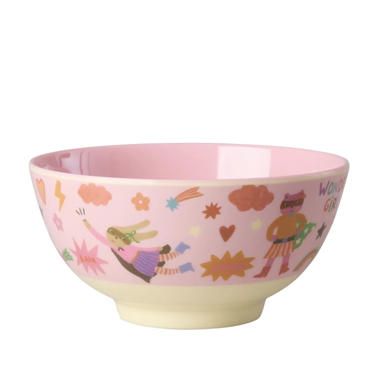 Rice Melamin Mittelgroße Schüssel mit Hero Print, pink