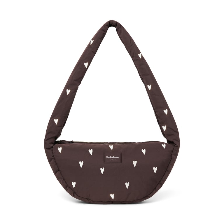 Studio Noos Puffy Mini Cross-Body Bag, brown Hearts
