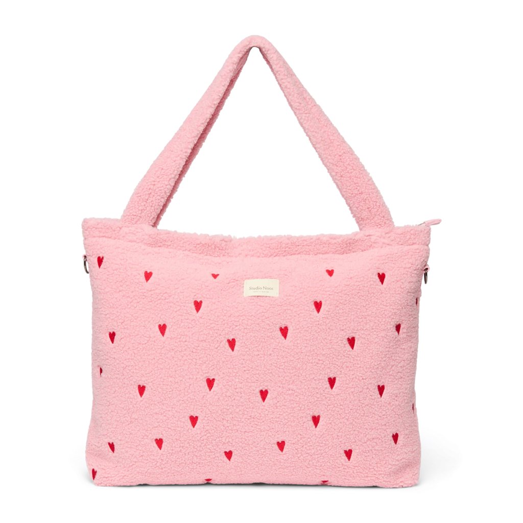 Studio Noos Light Pink Hearts Teddy Wickeltasche