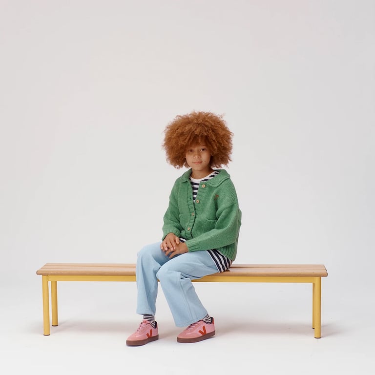 Veja Kinderschuhe Volley Elastic Laces Leather Guimauve Pekin Bark 1