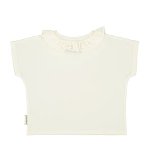 Piupiuchick T-Shirt mit Kragen, ecru mit heart print 1