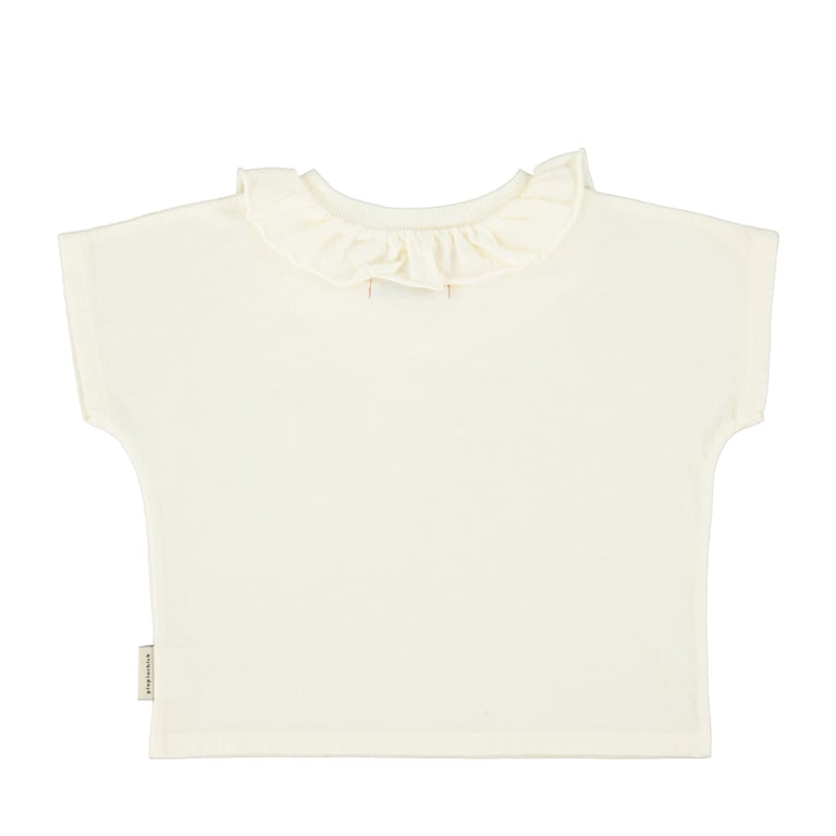 Piupiuchick T-Shirt mit Kragen, ecru mit heart print 1