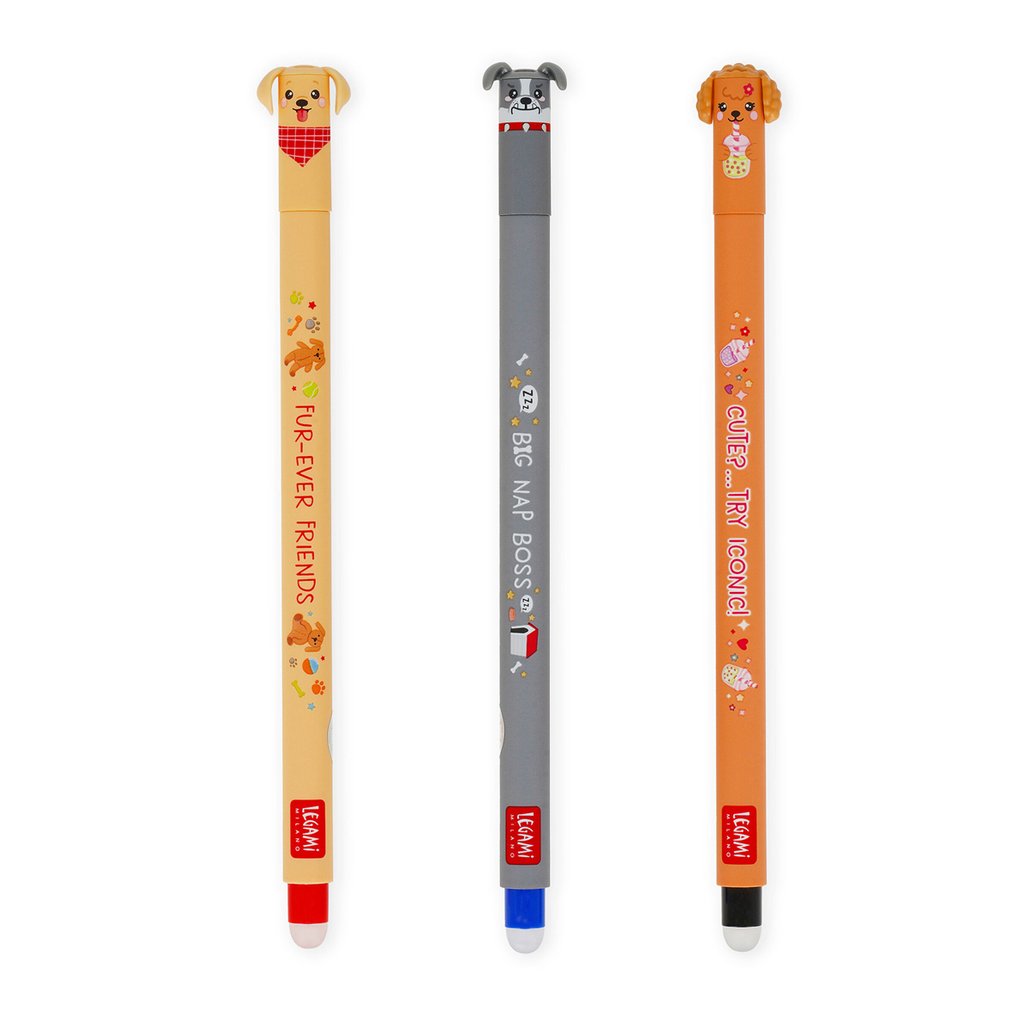 Legami Set mit 3 Löschbaren Gelstiften Erasable Pen Fur-ever friends