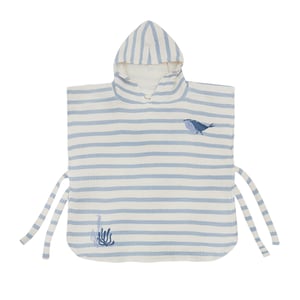 Leevje Musselin Poncho Oh Hey Vacay, Blue Stripes (Größe 2 bis 4 Jahre)