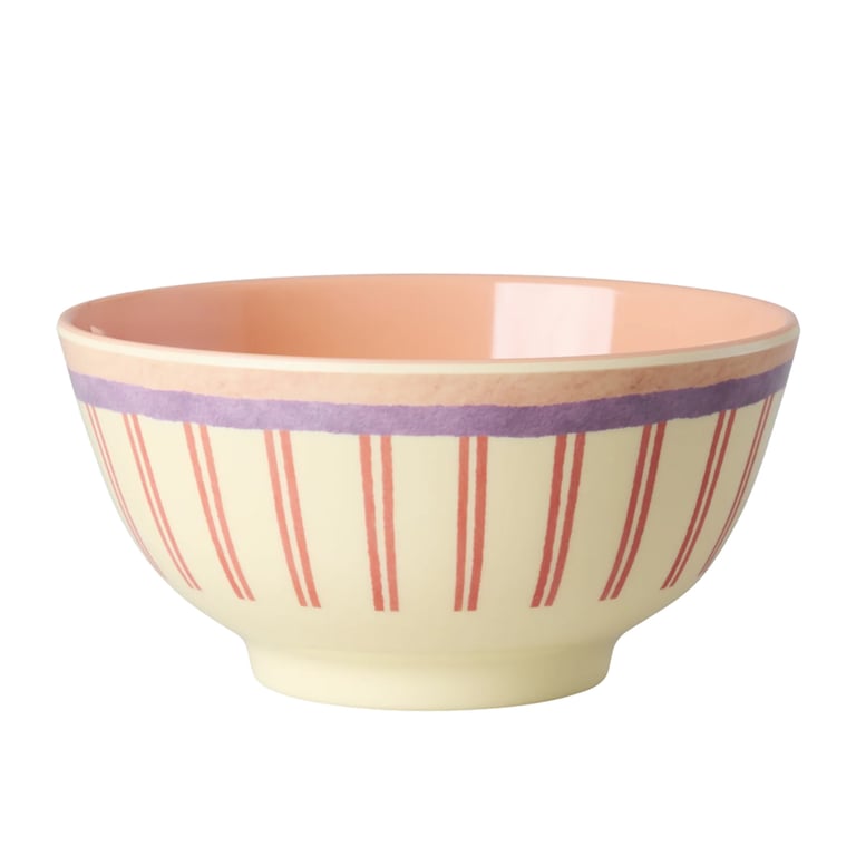 Rice Melamin Mittelgroße Schüssel mit Stripey Love Print, creme