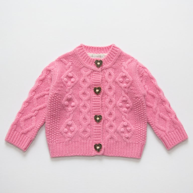 Papa Lobster Cardigan Strickjacke Charlotte, rosa+weiss