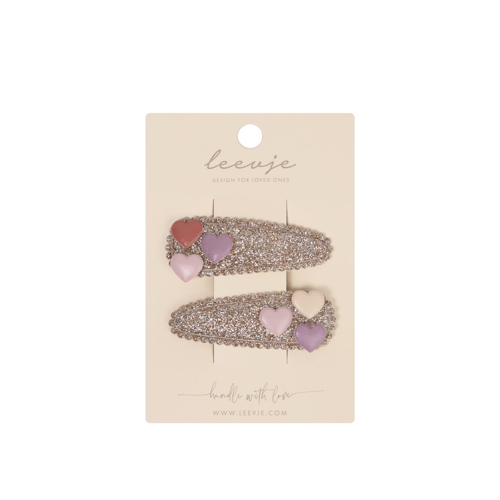 Leevje Haarspangen Glitter Hearts (2-er Set)