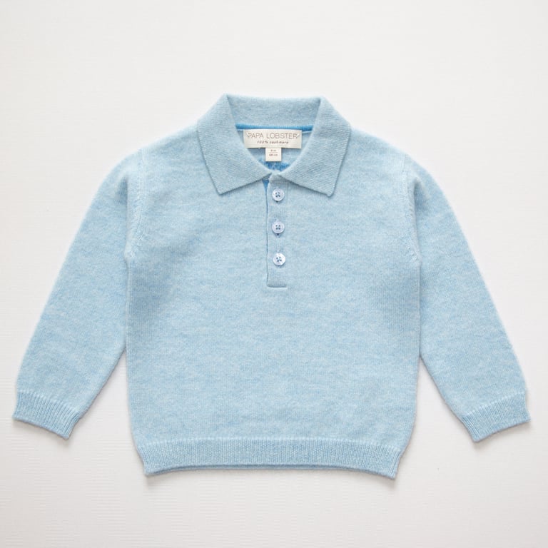 Papa Lobster Pullover Noam, hellblau mélange + ozeanblau